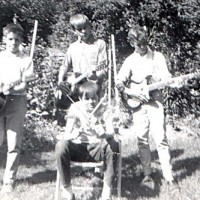Brian Greenway in 1965 in his band, The 4 Sounds. Left to right: Andrew Caddell. Bob Gerry (sitting), Hans Taal, Brian Greenway. Taken in Montreal West, Quebec, Canada - 1965